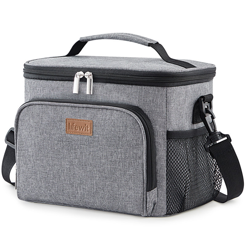 Insulated Lunch Bag For Men, Thermal Lunch Box For Women Cool Bag, Reusable Leakproof Lunch Tote Bag With Adjustable Shoulder Strap For Adult For Work/Picnic/Beach, Grey 15L