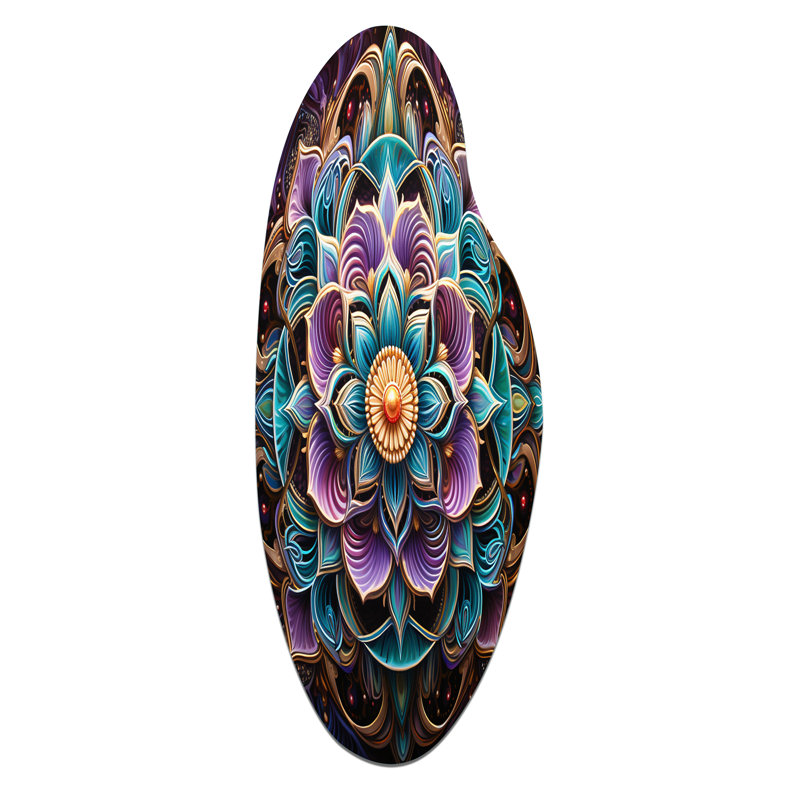 «Tonilyn - Boho Mandala», art mural asymétrique en métal incurvé, H 38 po x l 15 po
