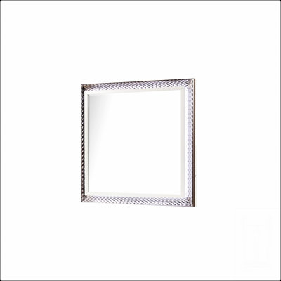 Miroir Fabio de style contemporain avec accents latéraux à motif de losanges et éclairage à DEL intégré pour les intérieurs modernes