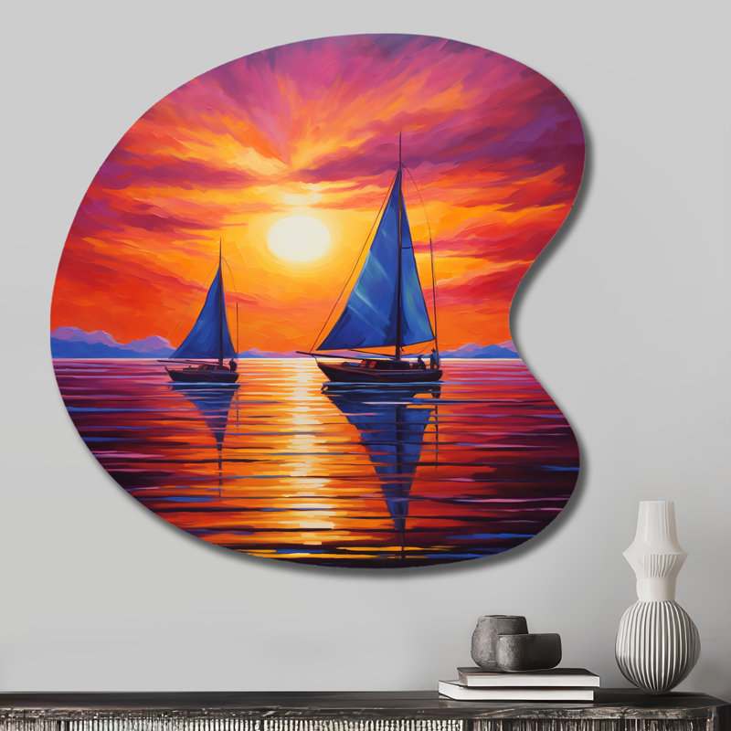 Amiraka - Bateau à voile, art mural asymétrique en métal, H 27 po x l 27 po