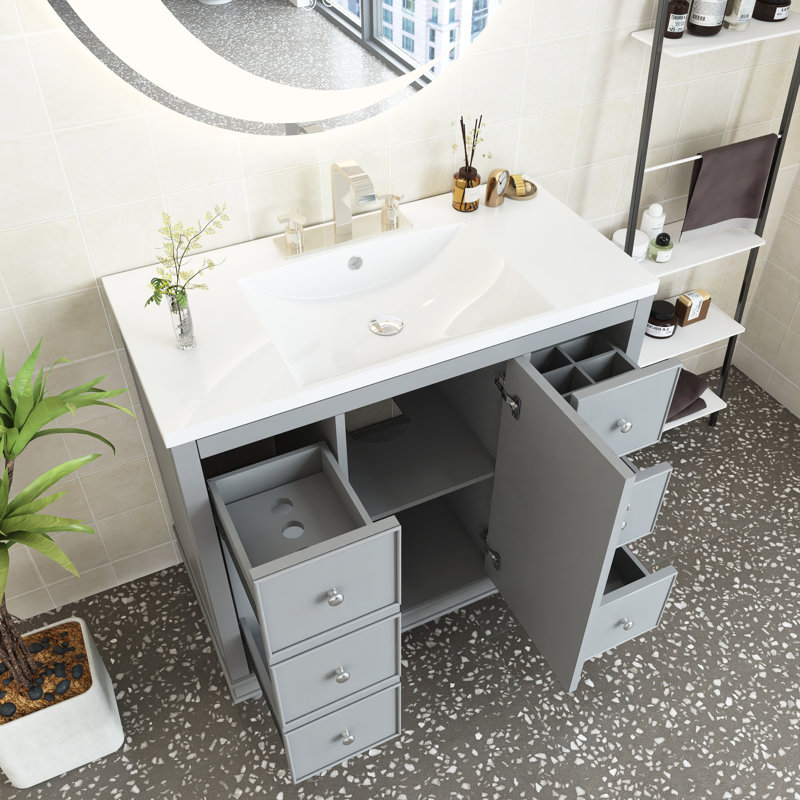 Ensemble de meuble-lavabo simple 36 po Premlata, Gris