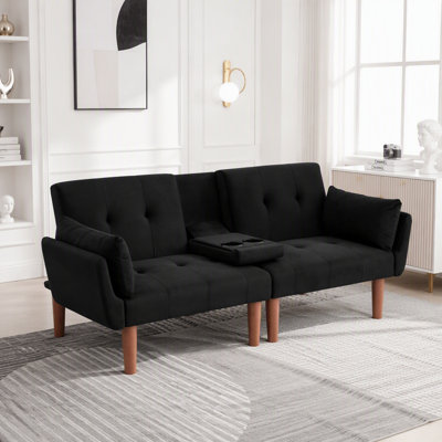 Canapé pliable en velours pour 2 personnes avec revêtement doux et design compact