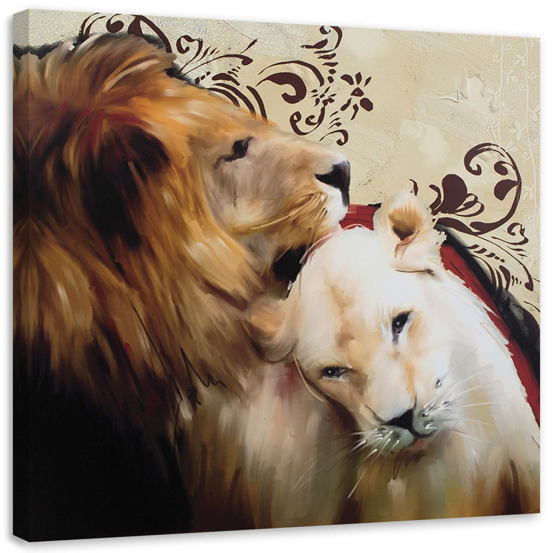 Leinwandbild Lion Couple In Love 16070