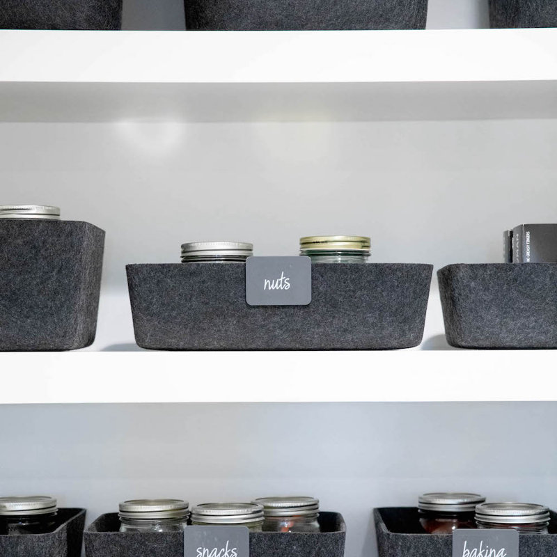 Sculpted Felt Storage Long Bin, Carbon