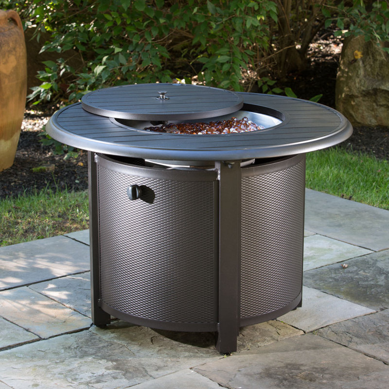 Black 36" Round Aluminum Gas Fire Pit Table