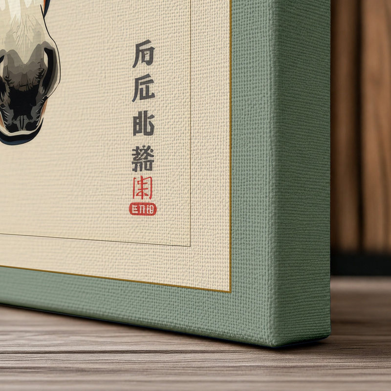 Ceremonial Donkey Japandi - Wrapped Canvas, 24x16 - 61.0 x 40.6 cm, Sage Border