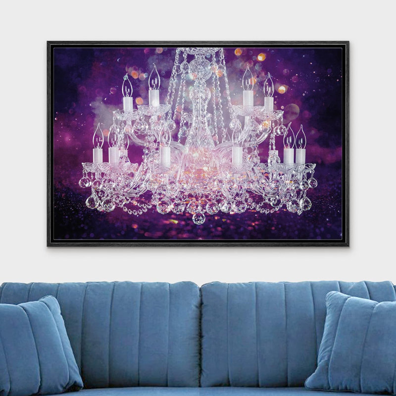 Lustre en cristal mauve scintillant mauve, lumières de style, contemporain, relax, calme, art mural sur toile
