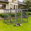 Cage à chat spacieuse en bois avec toit imperméable et pédales réglables - gris noir