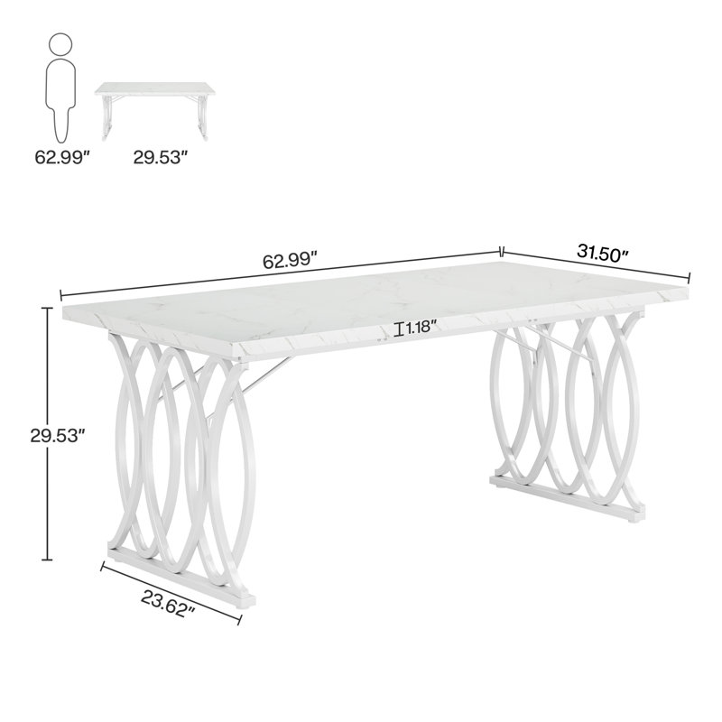 Metal Base Executive Desk, White