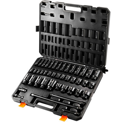 1/2In Drive 43Pcs Impact Sockets 6 - Point Bit Ratchet Tool With Cr Mo Alloy For High Resistance And Minimized Wear On Fasteners Torque, Reduced Bolt Stripping Etched Markings