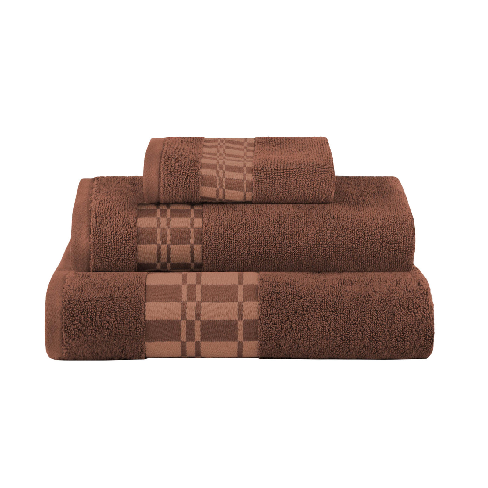 Davis 3-Piece Geometric Cotton Towel Set, Chocolate
