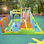 Jeu gonflable double avec glissade Joyldias, trampoline, parc aquatique géant 7 en 1 avec 2 longues glissades d'eau