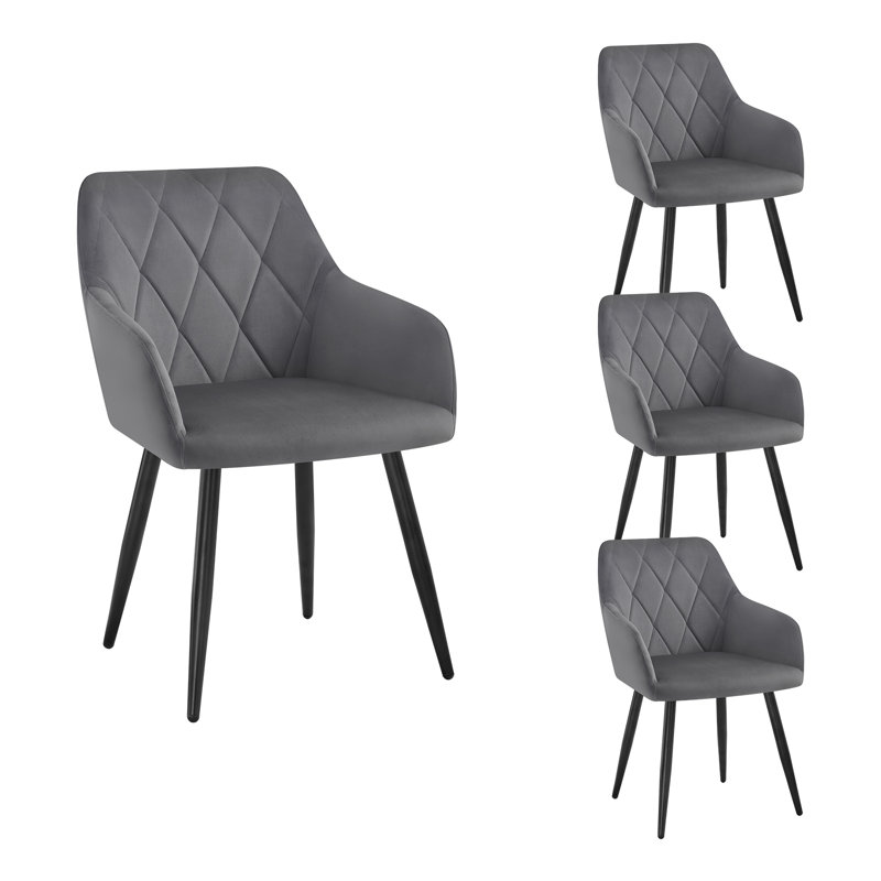 40 cm H Tufted Upholstered Velvet Armchair, 4, Dark Gray