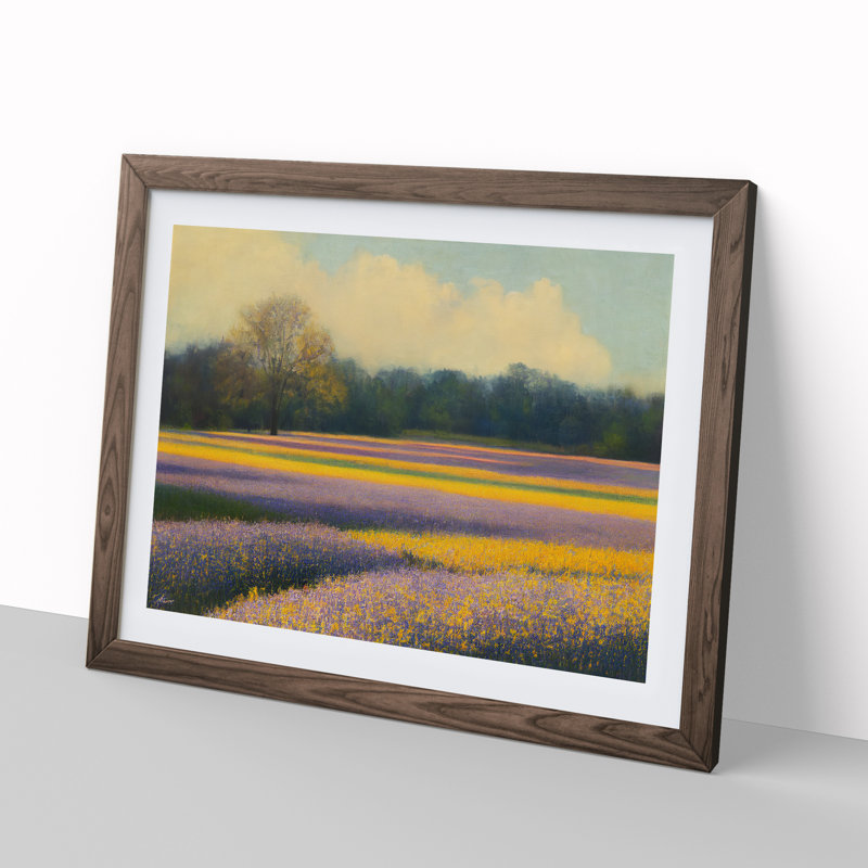 Gleeful Bluebell Field - Framed Print, 46cm H x 64cm W x 2cm D, Walnut