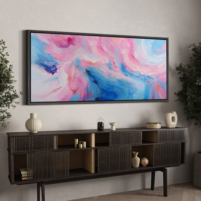 «Abstract Colorful Strokes Aurora Swirl», peinture abstraite encadrée sur toile