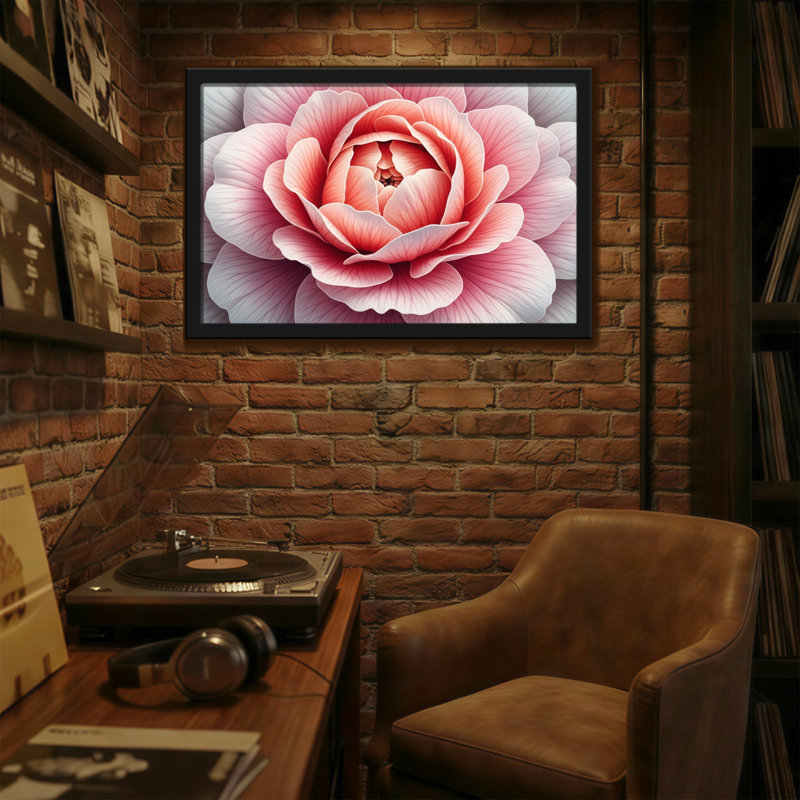 Plantes et fleurs, impression de motif floral rose, H 16 po x l 24 po