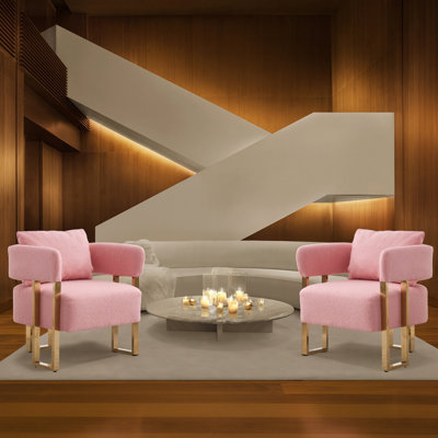 Ensemble de 2 fauteuils d'appoint rembourrés Teddy