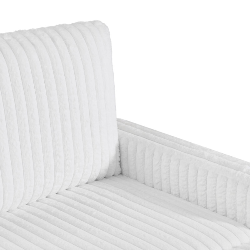 Canapé rembourré Living Room avec surface en tissu / canapé Chesterfield en tissu capitonné, grand - blanc