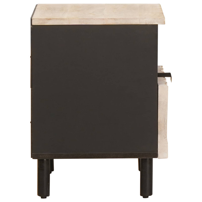 40cm W Solid Wood Bedside Table, White