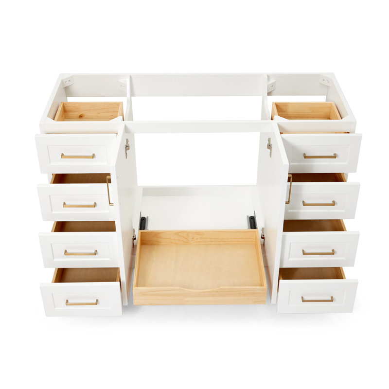 Base de meuble-lavabo simple en bois massif 54 po Sawyer, Blanc