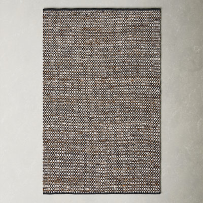 Gabino Geometric Handmade Flatweave Area Rug in Black/Ivory