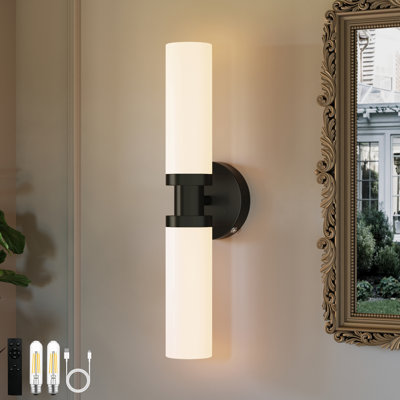 16.5" Rechargeable Dimmable Wall Sconce with Remote & Bulbs