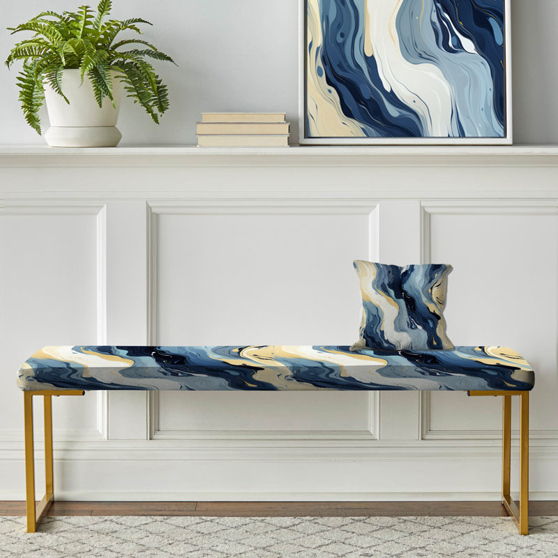 Banc rembourré or, Blue And Beige Ink Abstract Fusion