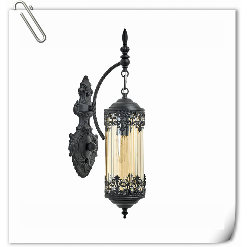 Crosse Amber Glass Mini Retro Antique Gothic Wall Lamp