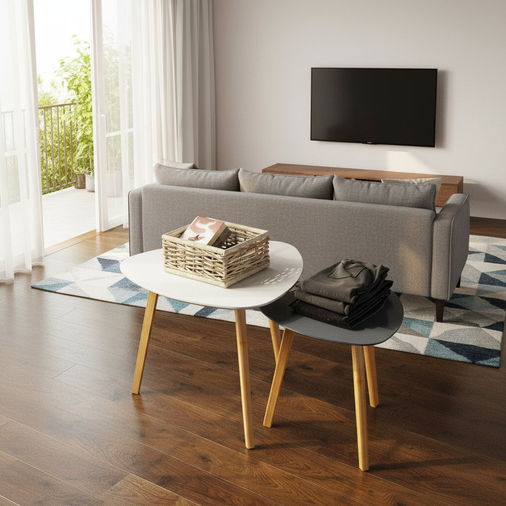 Latitude Run® Modern Minimalist Bamboo Nested Triangular Side Table, 2 ...