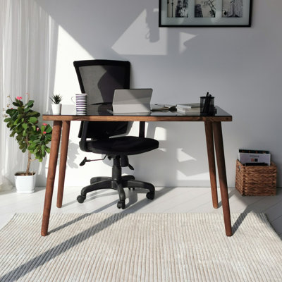 Libby Glass Top Metal Base Writing Desk