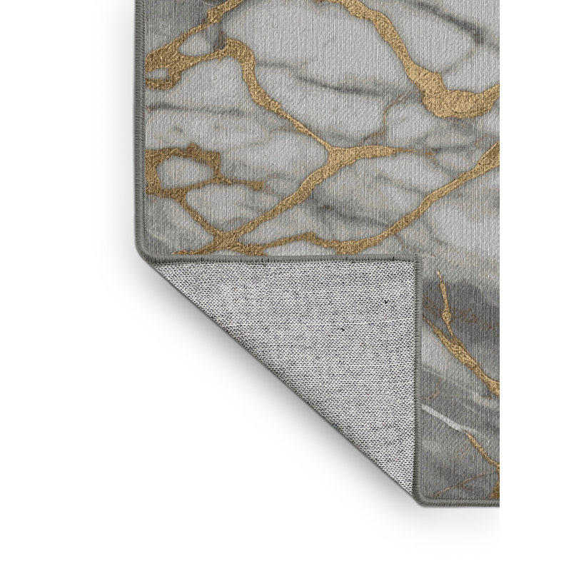 Machine Washable Gray Area Rug, Square 3'