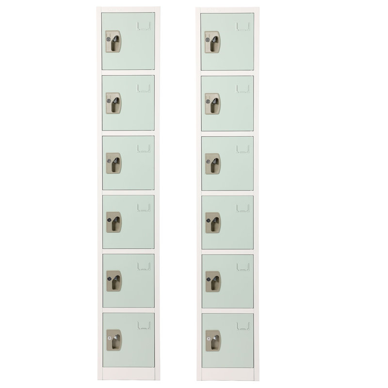 Misty Green Steel 6-Door Storage Locker with Key Lock