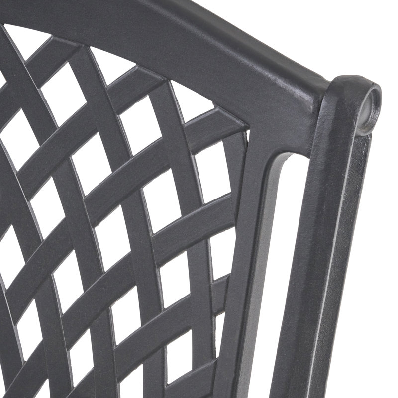 Chaises de salle à manger en fonte d'aluminium 2 - dossier et siège en filet noir, pour l'extérieur 2 noir, fabrication