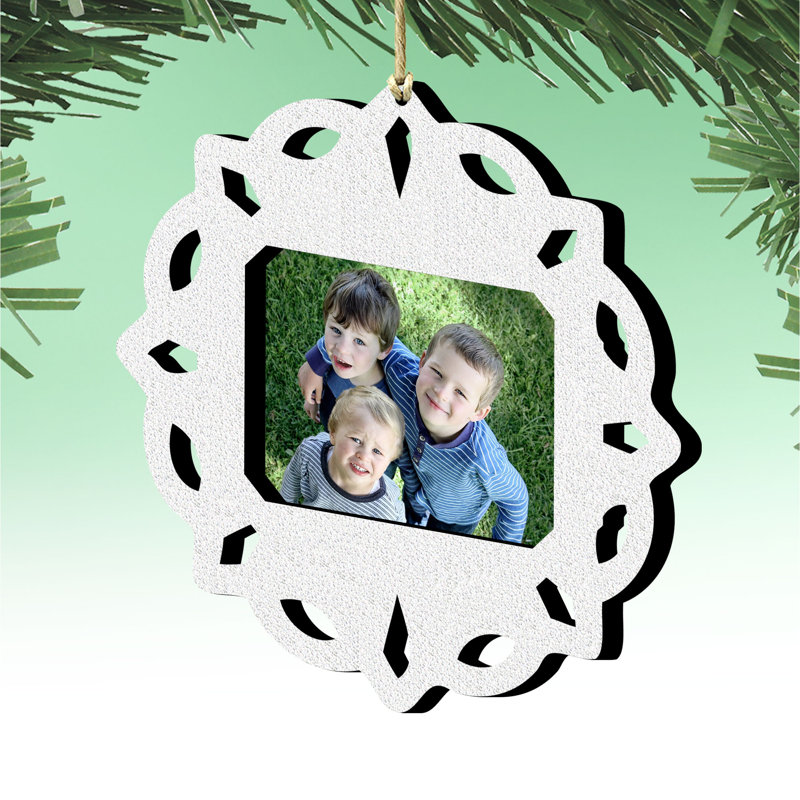 Ornement cadre photo de Noël flocon de neige