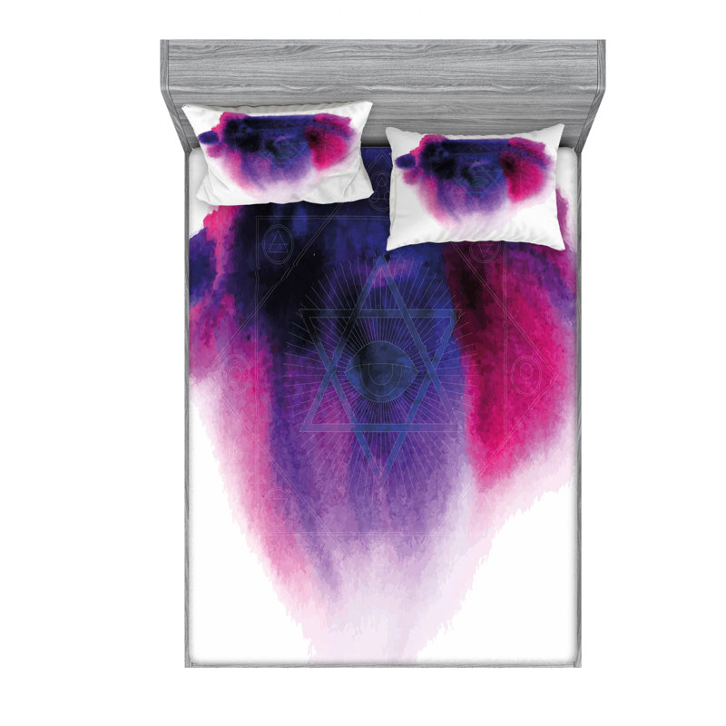 Ensemble de draps oculaire astrologie alchemy, Ensemble de draps pour lit double avec un drap-hou