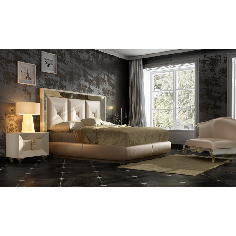 Annalya Upholstered Panel Bed, High Gloss, Queen