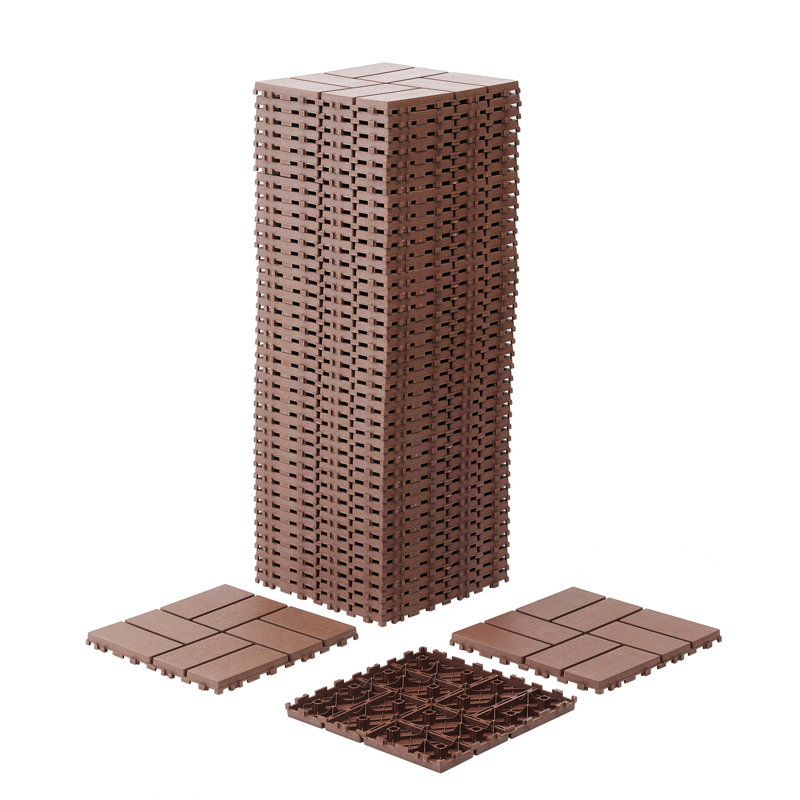 Polypropylene Interlocking Deck Tile, Brown