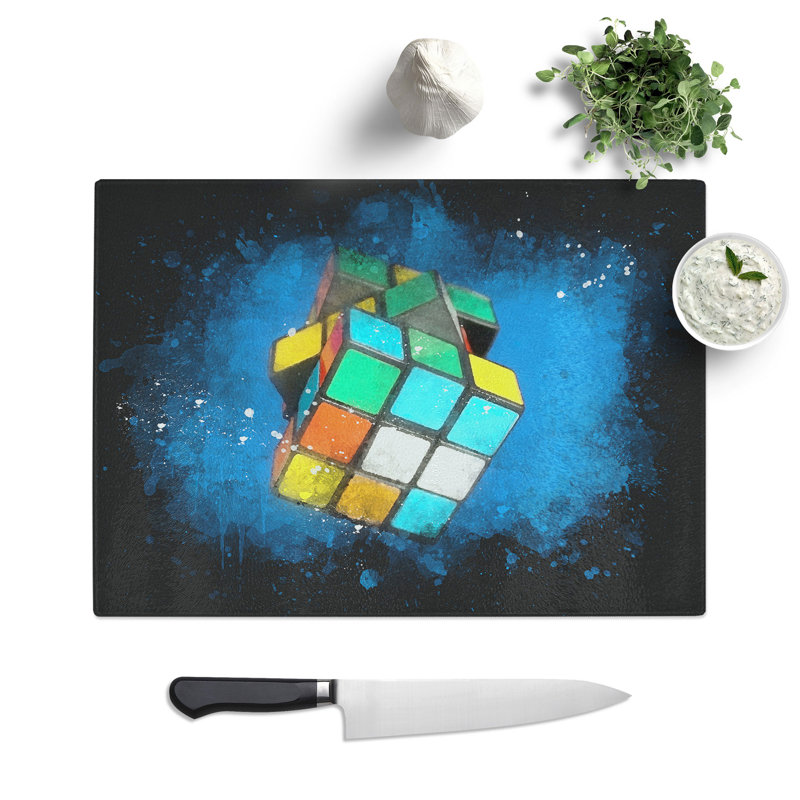 Tempered Glass the Rubik Cube Chopping Board, 20 cm x 28.5 cm