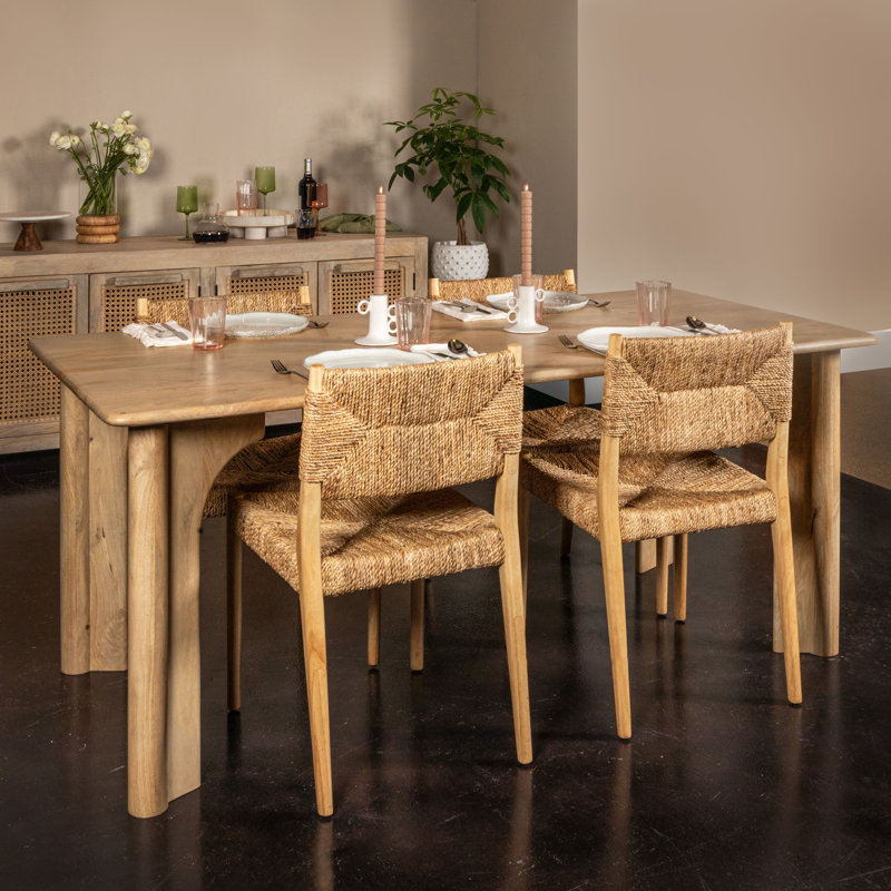 Everly Rectangular Mango Wood Dining Table with Arched Base
