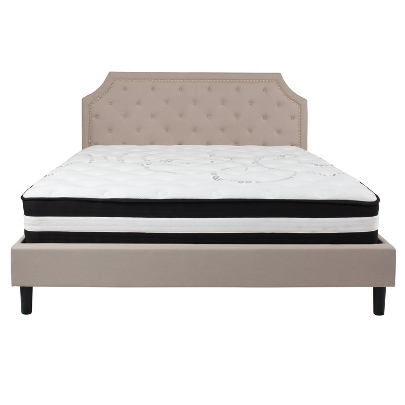 Matelas arqué et capitonné Aluino, Beige, Très grand