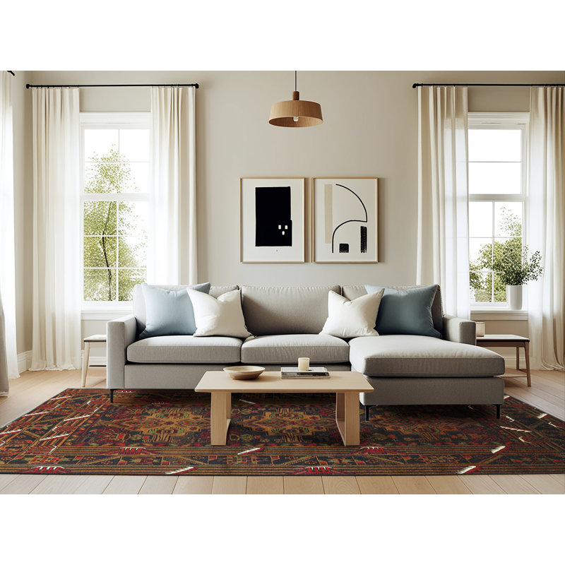 Tapis brun à motif oriental, Rectangle 6 pi x 9 pi