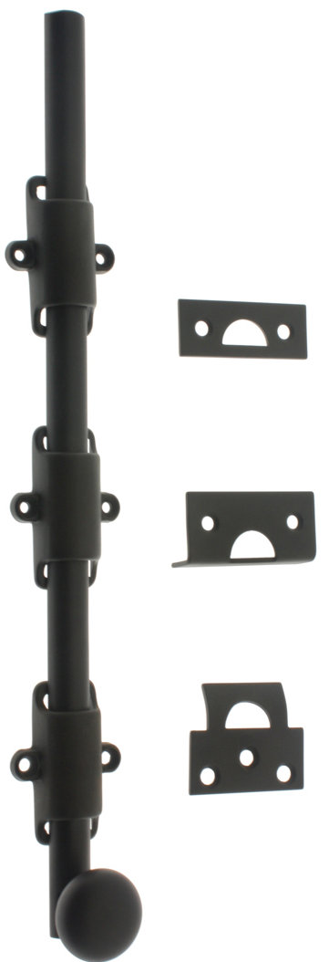 Solid Brass 12" Heavy Duty Surface Bolt with Round Knob idh by St. Simons 