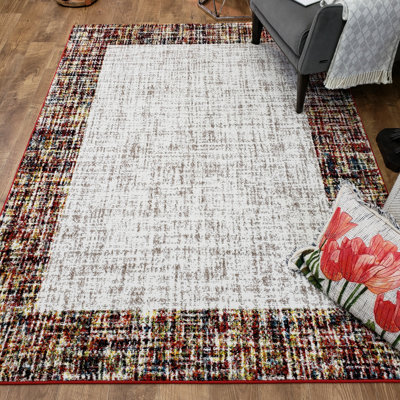 Tapis rayé crème / brun Ethyleen