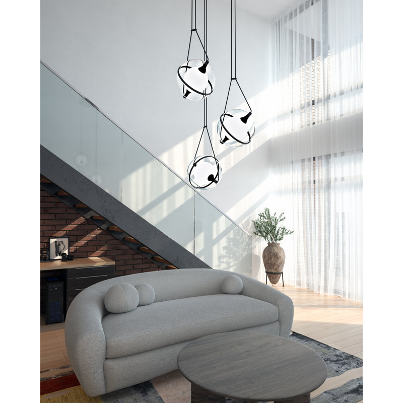 Aries 3 - Light LED Pendant, Brushed Gold, 7.88" H x 17.63" W x 17.63" D, Brushed Gold/Black