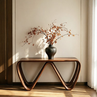 Medieval style wood console table