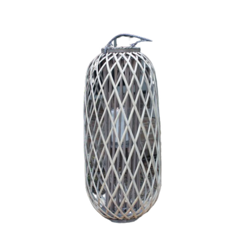Weathered Grey Willow and Glass Hanging Hurricane Lantern, Small