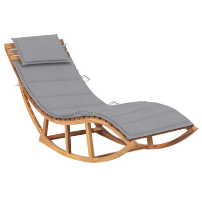 Chaise longue simple en teck de 24 po avec coussins Wally