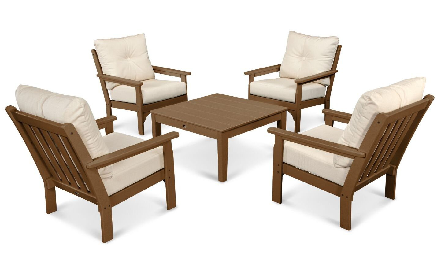 POLYWOOD® Vineyard 4-Person Patio Seating Group, Sesame, Mahogany