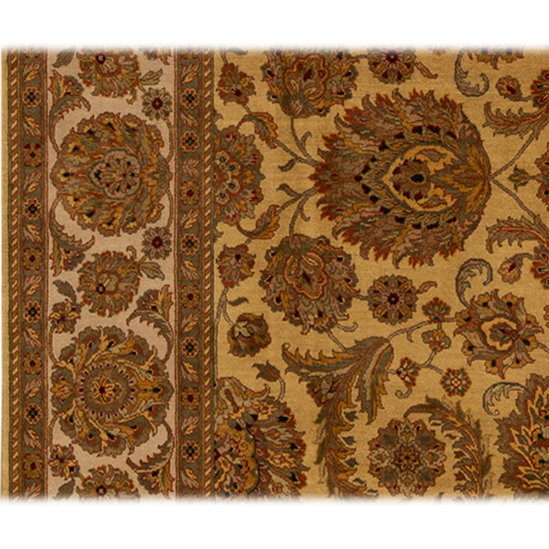 Tapis doré et ivoire de haute qualité noué à la main