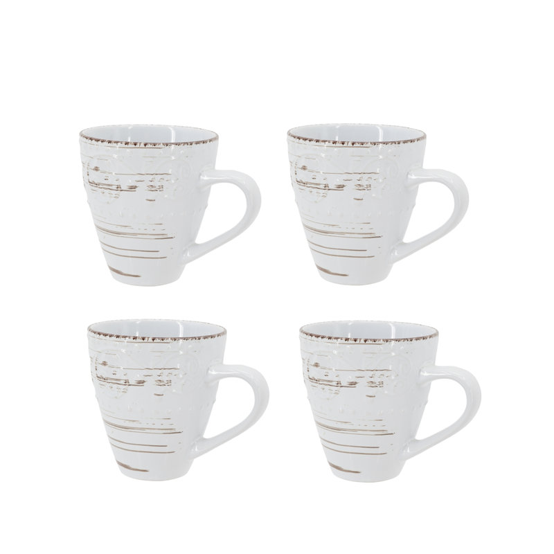 Ensemble de 4 tasses 14 oz rustiques, Crème